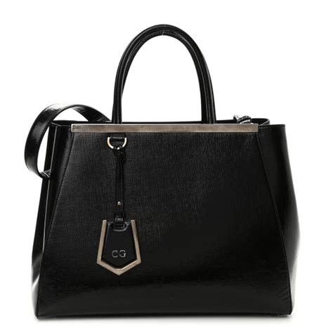 FENDI Patent Vitello Elite Regular 2Jours Tote Black